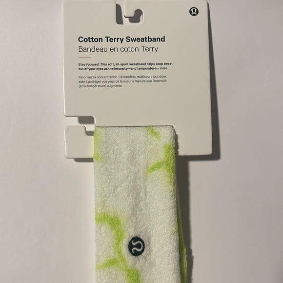 Lululemon Sweatband Headband New Cotton Terry Sweatband Electric Lemon ELLE OS - Picture 5 of 7
